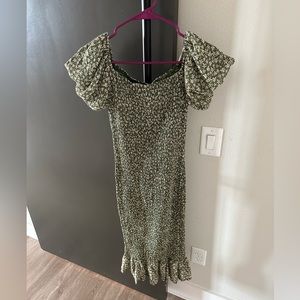 Green floral midi dress